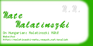 mate malatinszki business card